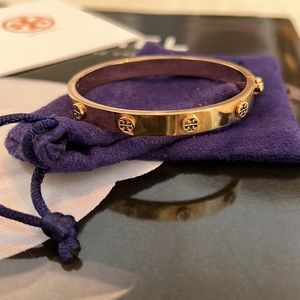Tory Burch Rose gold  Miller stud hinge bracelet, 7 mm